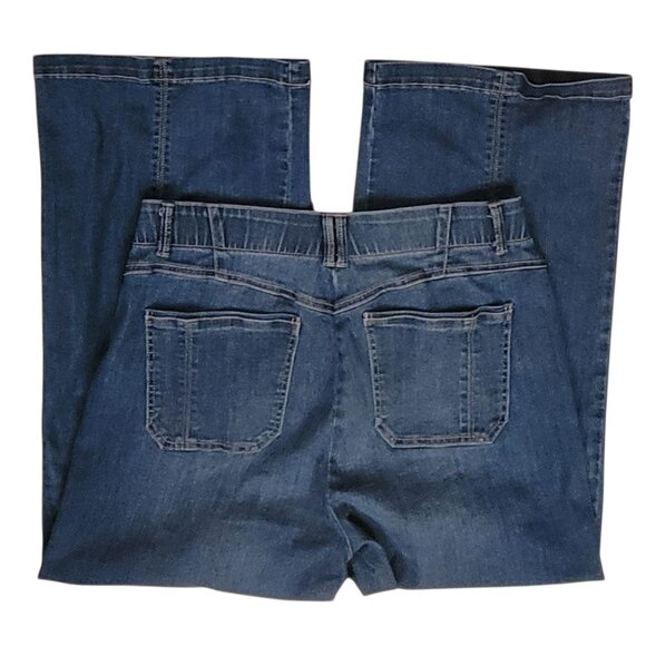 Democracy Skyrise Ab Solution Wide Leg High Rise Jeans Center Front Seam Sz 14 - Picture 4 of 10
